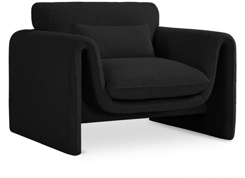 Stylus Boucle Fabric Upholstered Chair in Black - 198Black-C