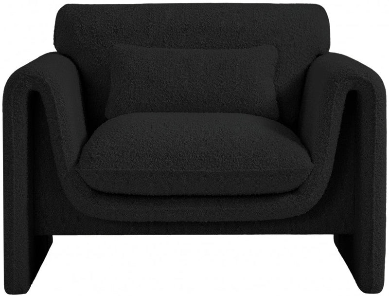 Stylus Boucle Fabric Upholstered Chair in Black - 198Black-C