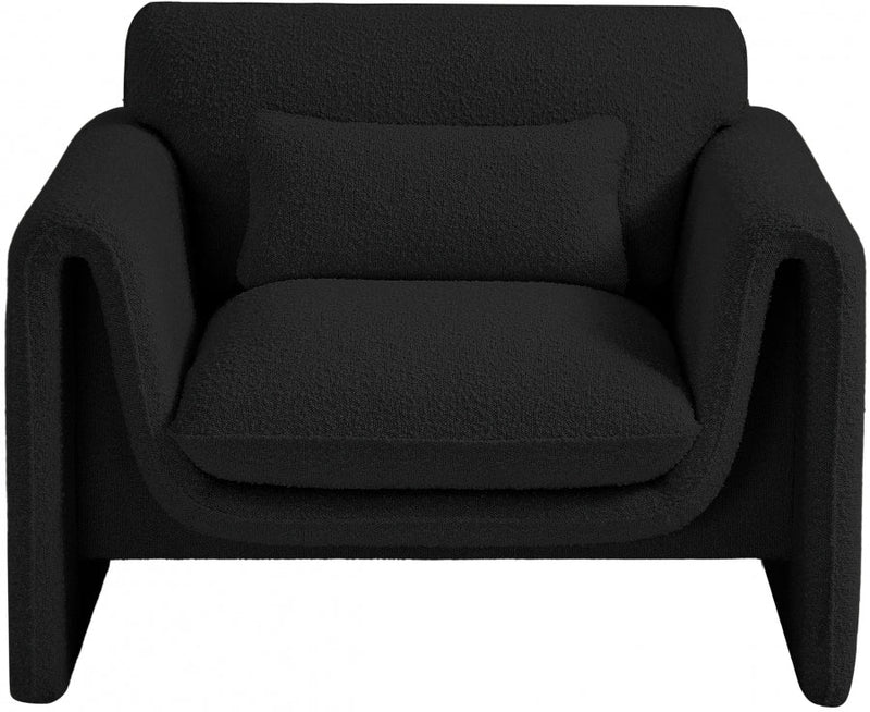 Stylus Boucle Fabric Upholstered Chair in Black - 198Black-C