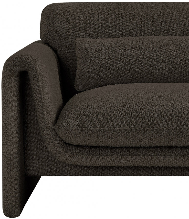 Stylus Boucle Fabric Upholstered Chair in Brown - 198Brown-C