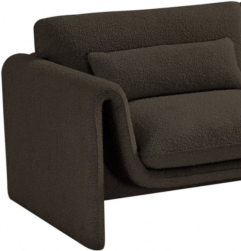 Stylus Boucle Fabric Upholstered Chair in Brown - 198Brown-C