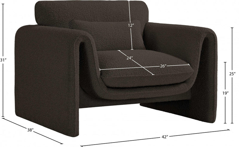 Stylus Boucle Fabric Upholstered Chair in Brown - 198Brown-C