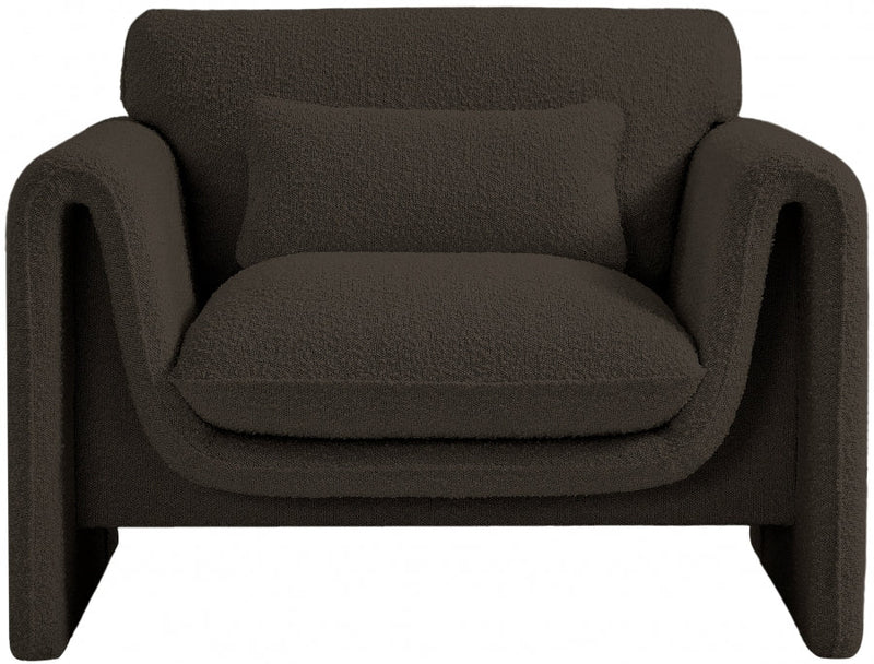 Stylus Boucle Fabric Upholstered Chair in Brown - 198Brown-C