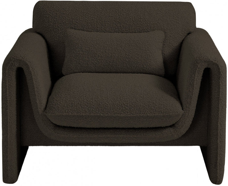 Stylus Boucle Fabric Upholstered Chair in Brown - 198Brown-C