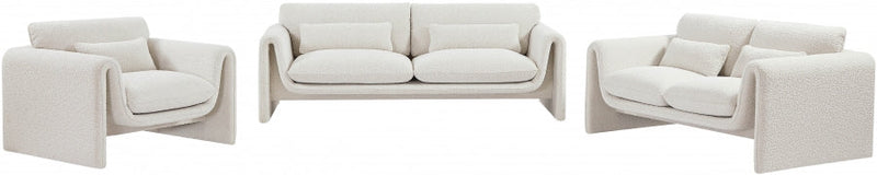Stylus Boucle Fabric Upholstered Chair in Cream - 198Cream-C