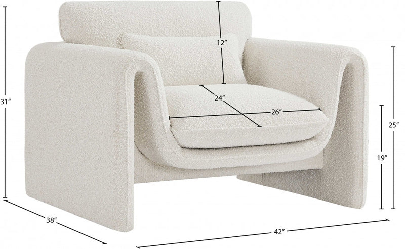 Stylus Boucle Fabric Upholstered Chair in Cream - 198Cream-C