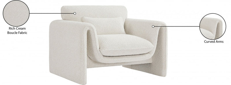 Stylus Boucle Fabric Upholstered Chair in Cream - 198Cream-C
