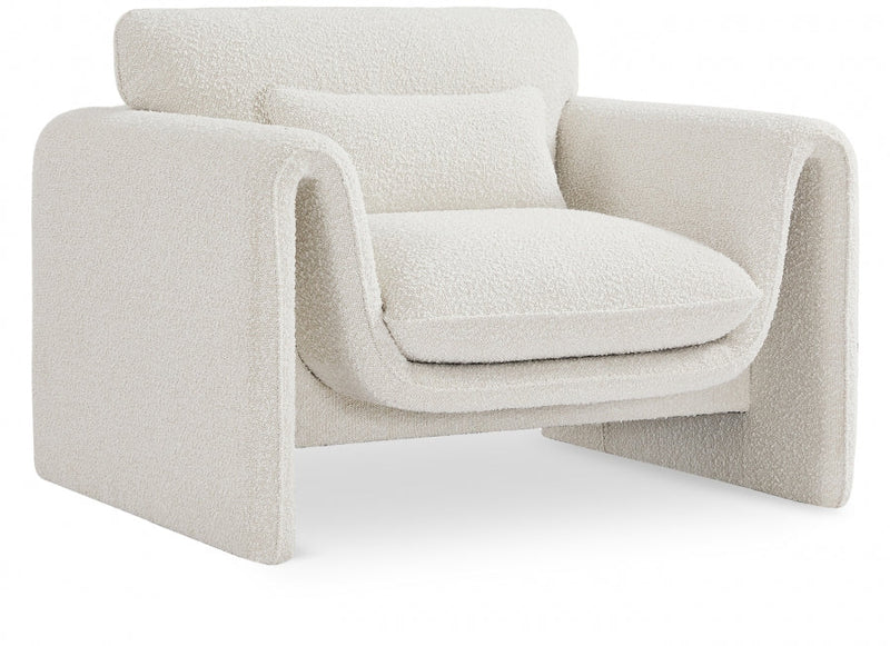 Stylus Boucle Fabric Upholstered Chair in Cream - 198Cream-C