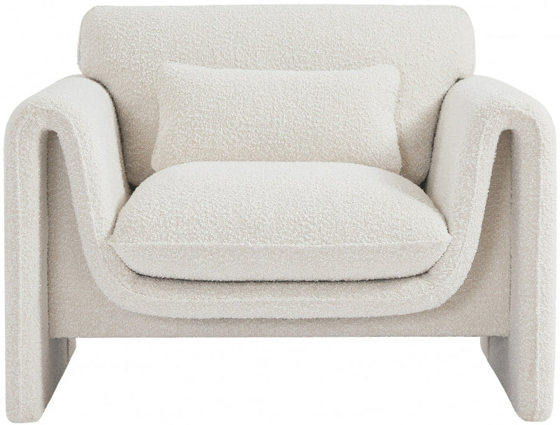 Stylus Boucle Fabric Upholstered Chair in Cream - 198Cream-C