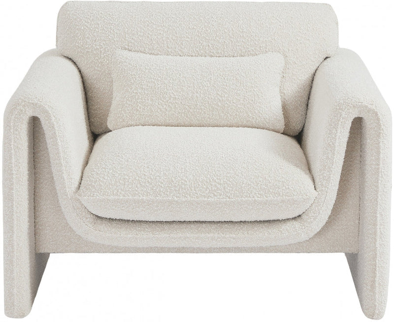 Stylus Boucle Fabric Upholstered Chair in Cream - 198Cream-C