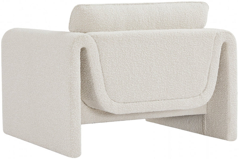 Stylus Boucle Fabric Upholstered Chair in Cream - 198Cream-C
