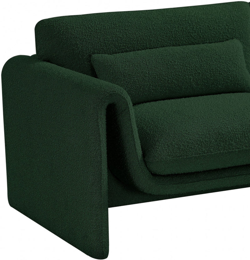 Stylus Boucle Fabric Upholstered Chair in Green - 198Green-C