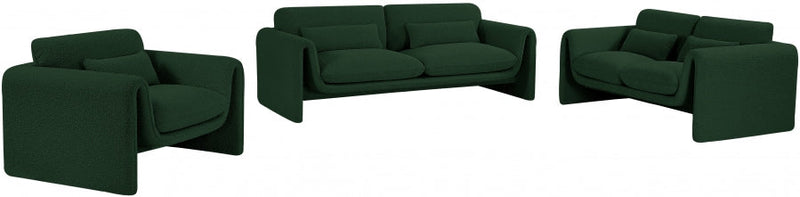 Stylus Boucle Fabric Upholstered Chair in Green - 198Green-C