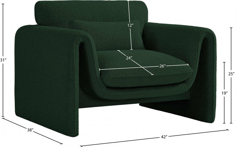 Stylus Boucle Fabric Upholstered Chair in Green - 198Green-C
