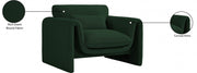 Stylus Boucle Fabric Upholstered Chair in Green - 198Green-C
