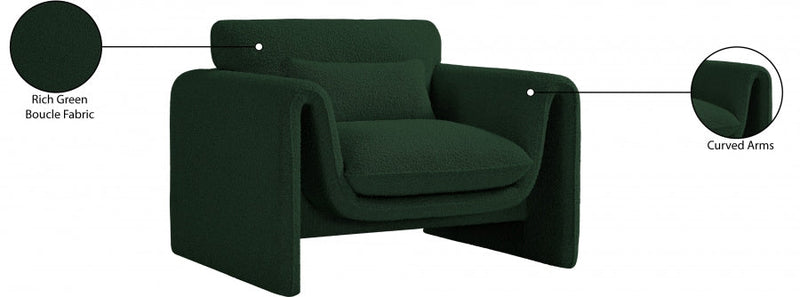 Stylus Boucle Fabric Upholstered Chair in Green - 198Green-C