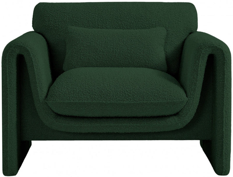 Stylus Boucle Fabric Upholstered Chair in Green - 198Green-C