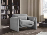 Stylus Boucle Fabric Upholstered Chair in Grey - 198Grey-C