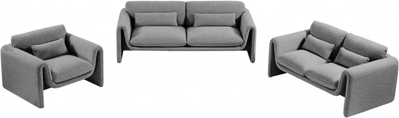 Stylus Boucle Fabric Upholstered Chair in Grey - 198Grey-C