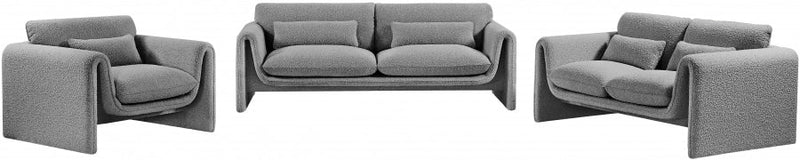 Stylus Boucle Fabric Upholstered Chair in Grey - 198Grey-C