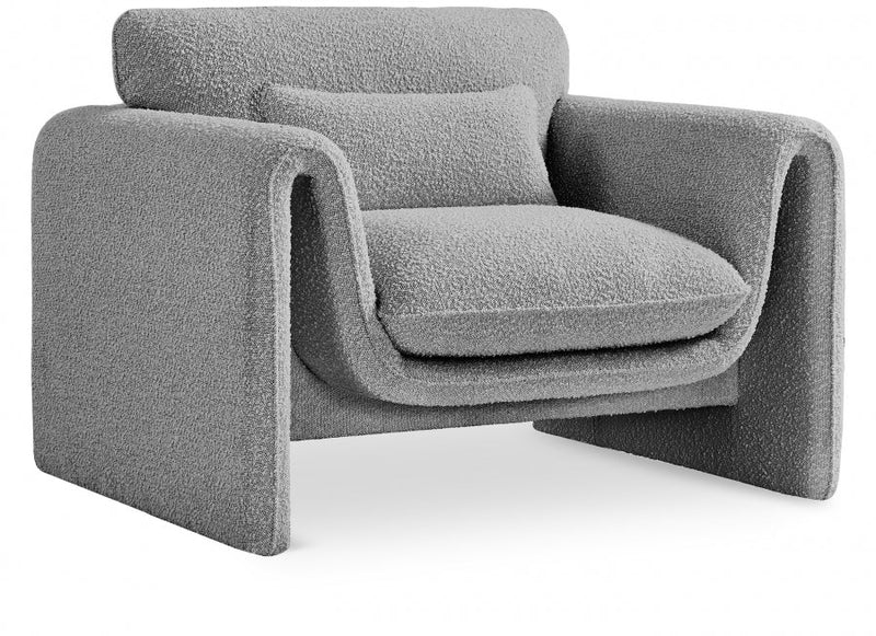 Stylus Boucle Fabric Upholstered Chair in Grey - 198Grey-C