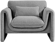 Stylus Boucle Fabric Upholstered Chair in Grey - 198Grey-C