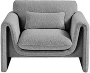 Stylus Boucle Fabric Upholstered Chair in Grey - 198Grey-C