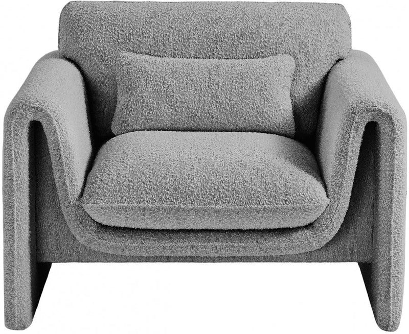 Stylus Boucle Fabric Upholstered Chair in Grey - 198Grey-C