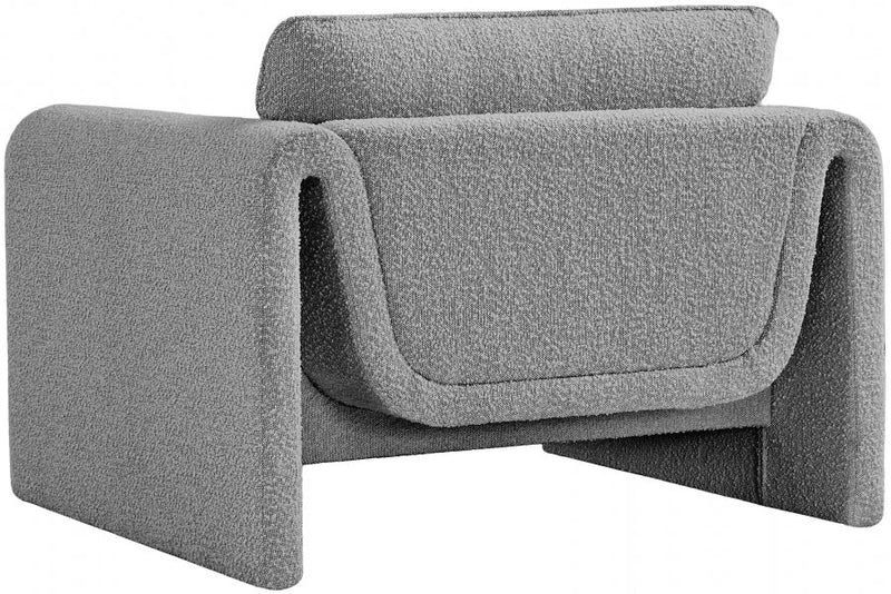 Stylus Boucle Fabric Upholstered Chair in Grey - 198Grey-C