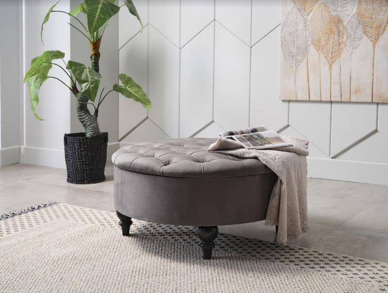 Suave Storage Ottoman (Vika Grey) - Gate FurnitureOttoman