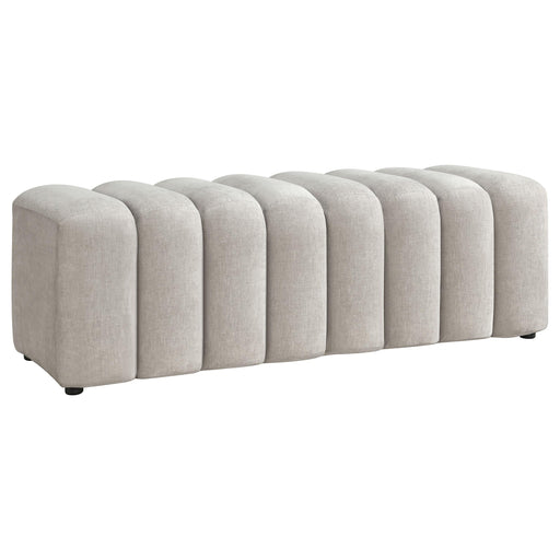 Summer Chenille Upholstered Channel Accent Bench Beige - 910411