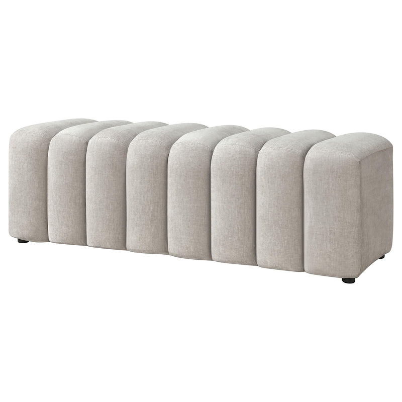 Summer Chenille Upholstered Channel Accent Bench Beige - 910411