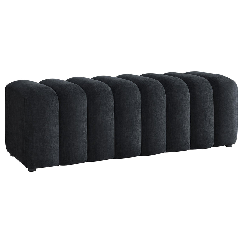 Summer Chenille Upholstered Channel Accent Bench Black - 910413