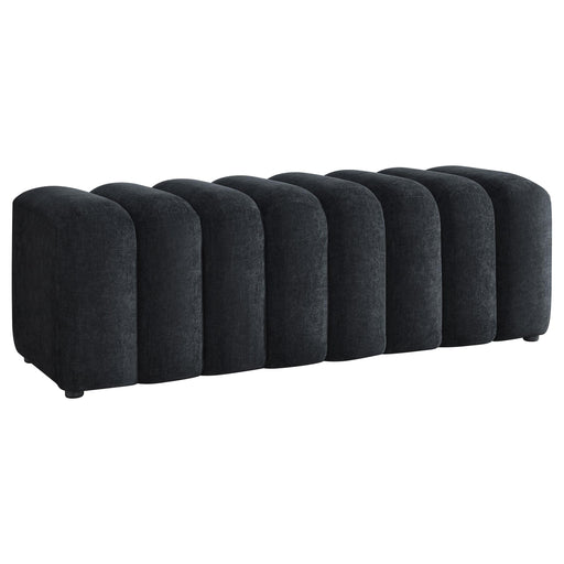 Summer Chenille Upholstered Channel Accent Bench Black - 910413