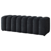 Summer Chenille Upholstered Channel Accent Bench Black - 910413