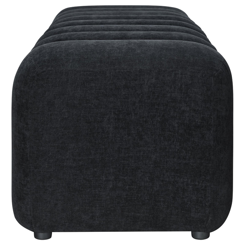 Summer Chenille Upholstered Channel Accent Bench Black - 910413