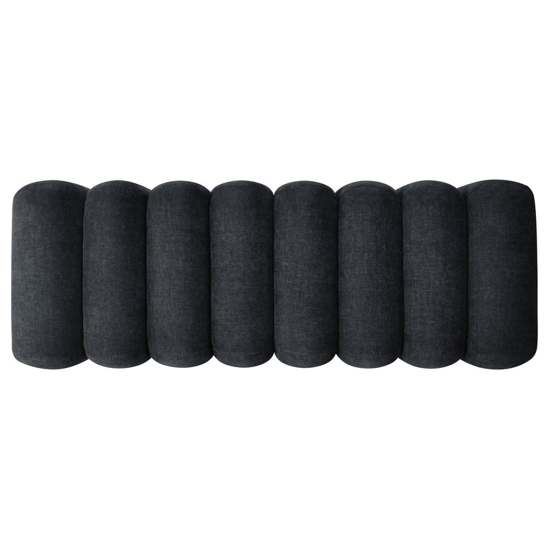 Summer Chenille Upholstered Channel Accent Bench Black - 910413