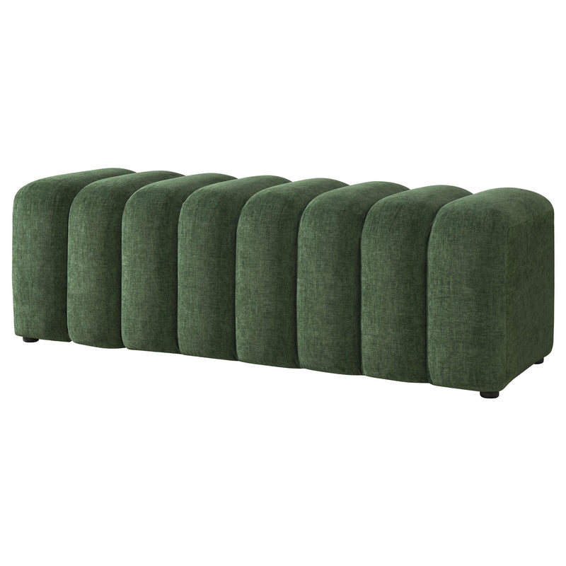 Summer Chenille Upholstered Channel Accent Bench Green - 910412