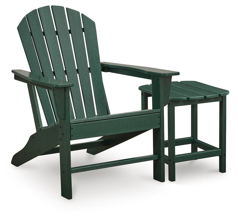 Sundown Shores Adirondack Chair with End table	 in Green - PKG023982
