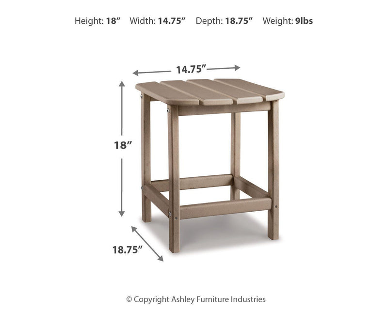 Sundown Treasure Driftwood 4 Adirondack Chairs and Outdoor End Table - P014P2