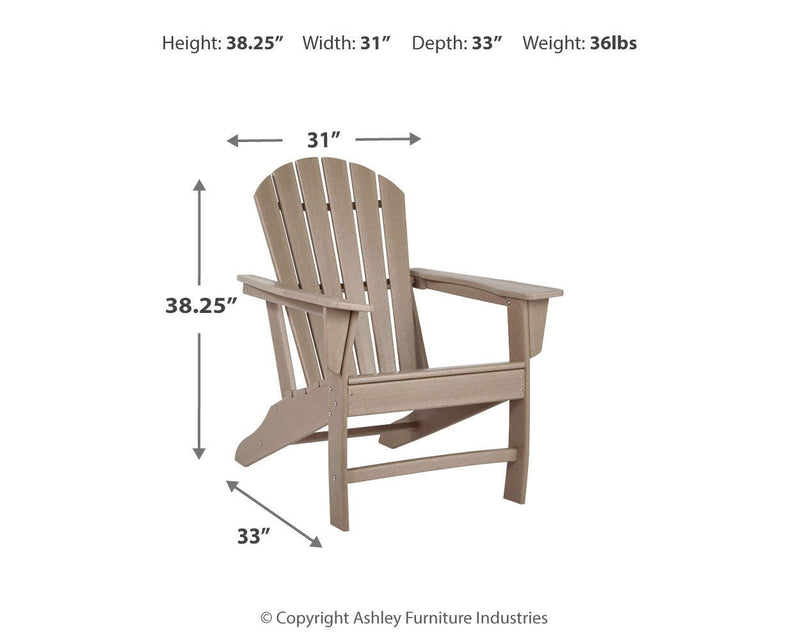 Sundown Treasure Driftwood 4 Adirondack Chairs and Outdoor End Table - P014P2