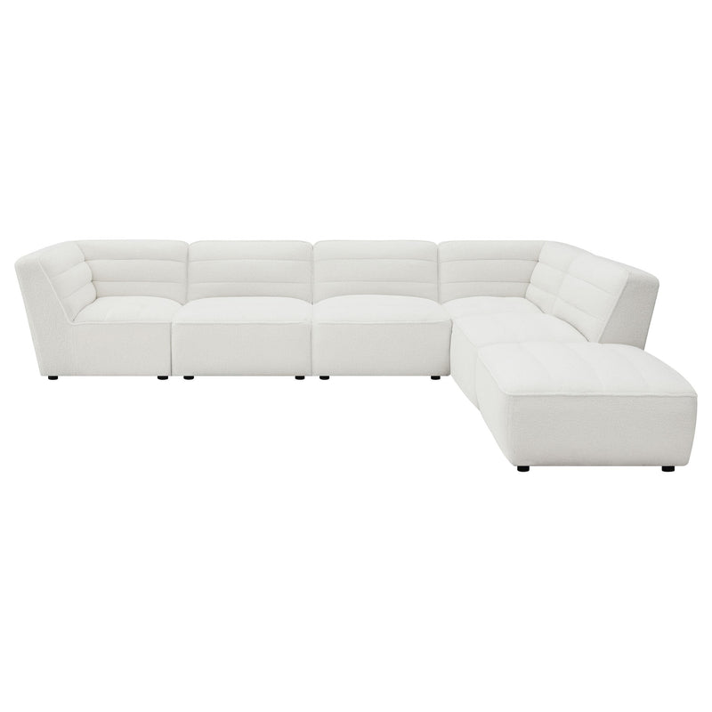 Sunny 6-piece Upholstered Modular Sectional Sofa Ivory Sherpa - 551621-SET