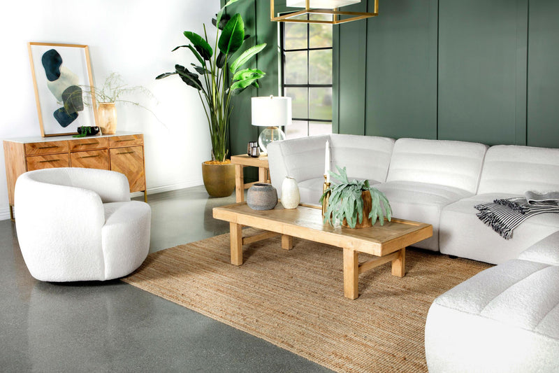 Sunny Square Upholstered Ottoman Ivory Sherpa - 551623