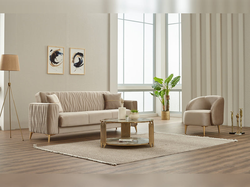 Suny 3-pieces (Sofa & Loveseat & Chair) Livingroom in Beige - 200-SIM-SUN-VELVET260-321
