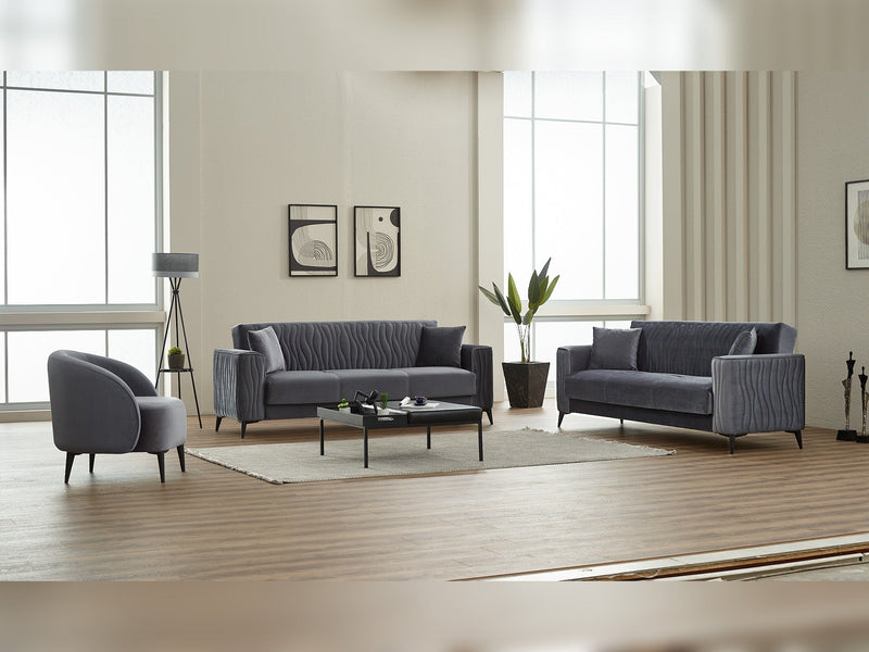 Suny Convertible Loveseat in Grey - 200-SIM-SUN-VELVET412-2