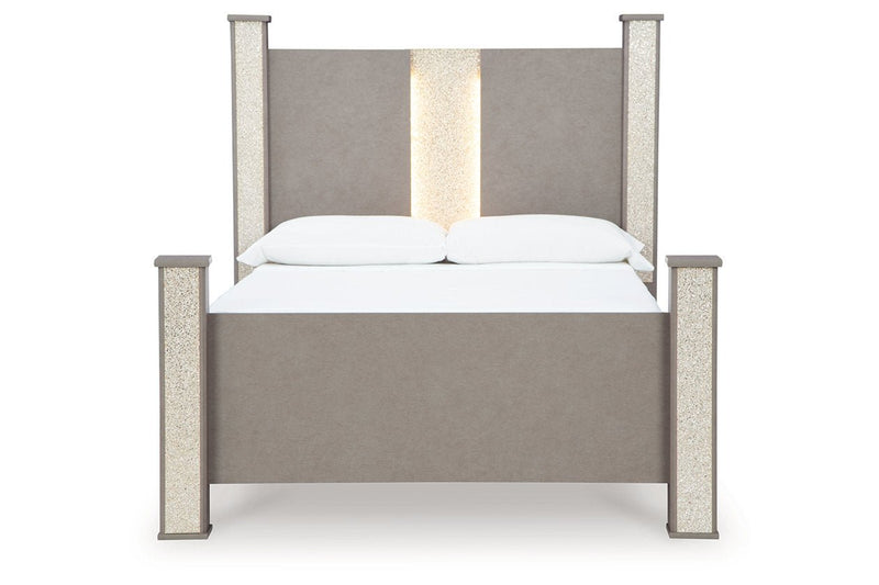Surancha Gray Queen Poster Bed - Gate FurnitureQueen Bed