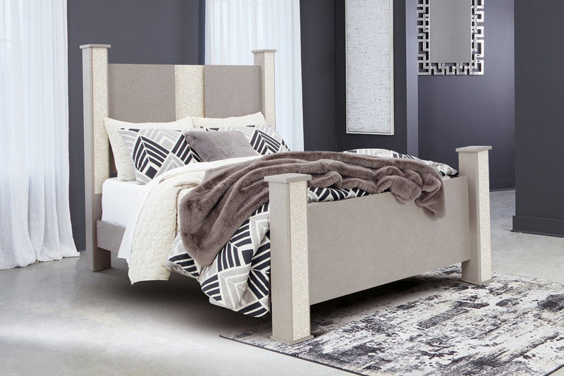 Surancha Gray Queen Poster Bed - Gate FurnitureQueen Bed