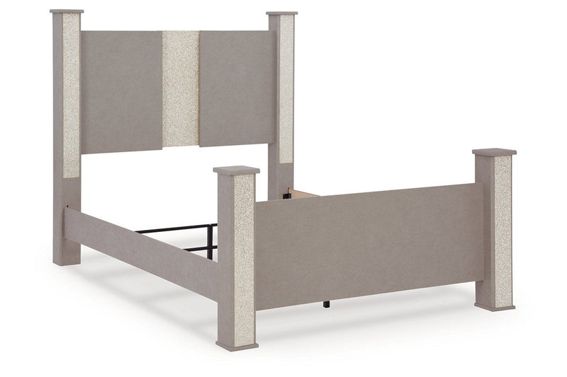 Surancha Gray Queen Poster Bed - Gate FurnitureQueen Bed