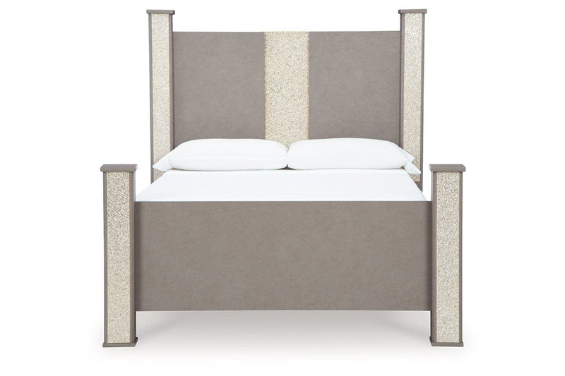 Surancha Gray Queen Poster Bed - Gate FurnitureQueen Bed