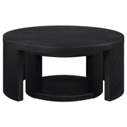 Sweeney 2-piece Round Wood Occasional Nesting Table Set Black - 722820